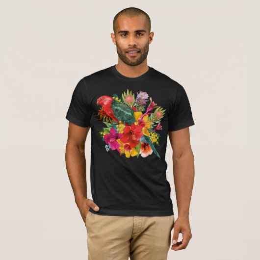 King Parrot Tropical Blooms T-shirt (Voorkant volledig)
