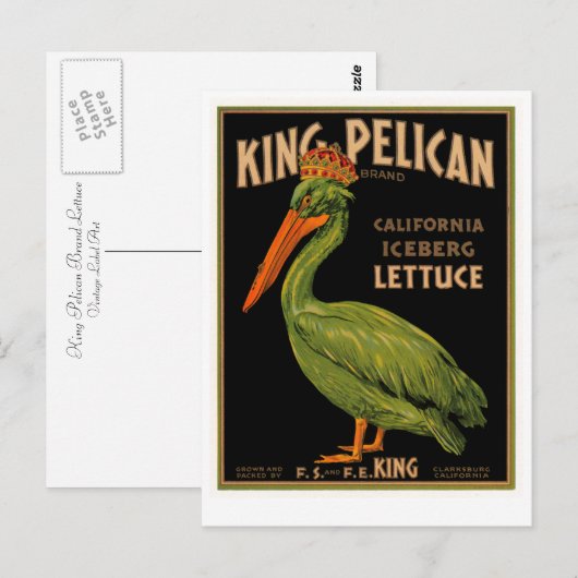 King Pelican Brand Lettuce Briefkaart (Voorkant / Achterkant)