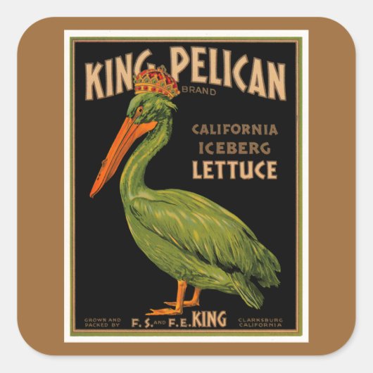 King Pelican Brand Lettuce Vierkante Sticker (Voorkant)