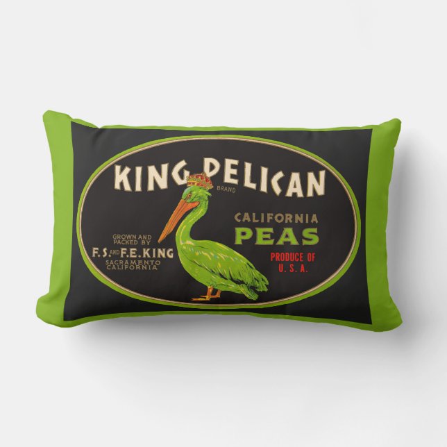 King Pelican California erwten krat label Kussen (Voorkant)