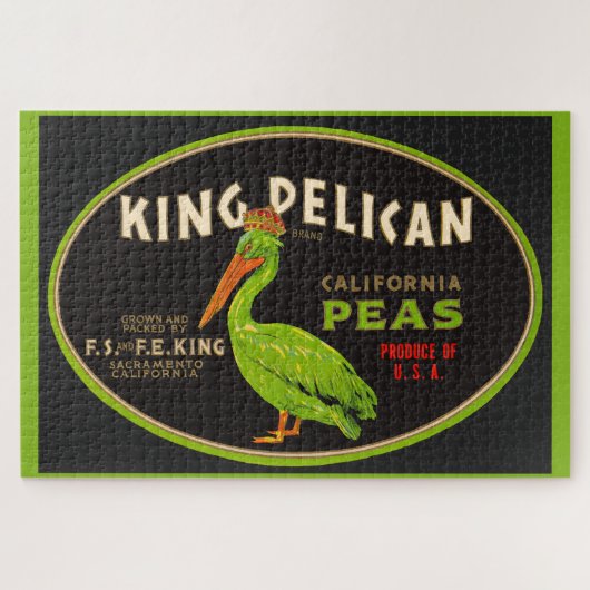 King Pelican California erwten krat label Legpuzzel (Horizontaal)