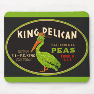 King Pelican California erwten krat label Muismat