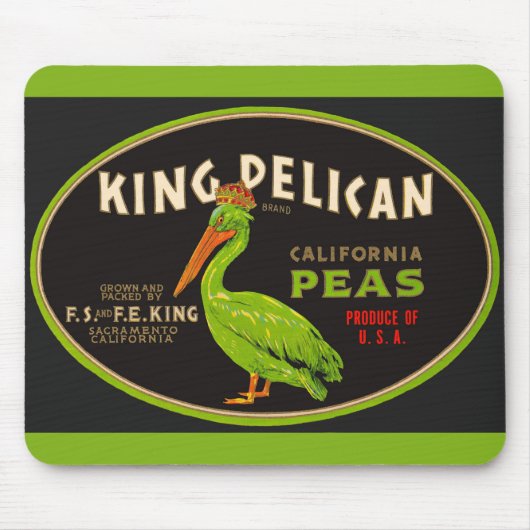King Pelican California erwten krat label Muismat (Voorkant)