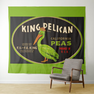 King Pelican California erwten krat label Wandkleed
