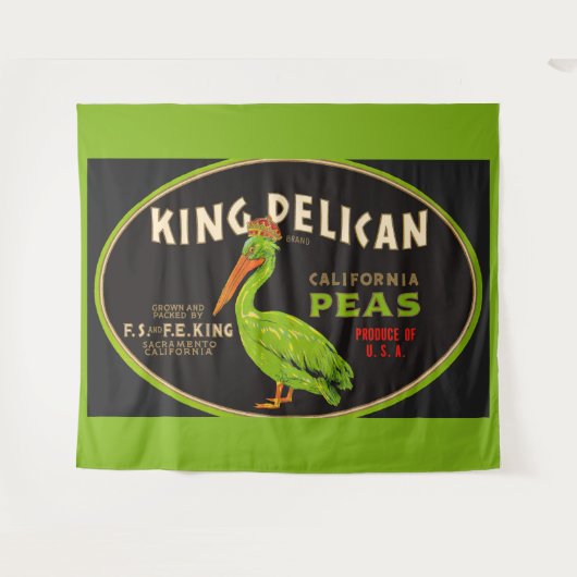 King Pelican California erwten krat label Wandkleed (Voorkant (horizontaal))