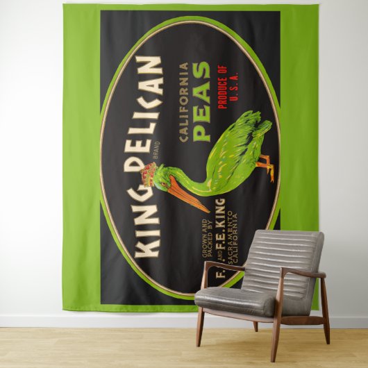 King Pelican California erwten krat label Wandkleed (In situ)