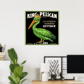 KING PELICAN ICEBERG LETTUCE  CRATE ETIKET POSTER (Thuiskantoor)