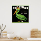 KING PELICAN ICEBERG LETTUCE  CRATE ETIKET POSTER (Keuken)