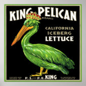KING PELICAN ICEBERG LETTUCE  CRATE ETIKET POSTER (Voorkant)