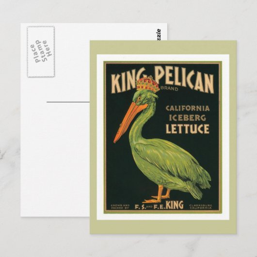 King Pelican  Label Briefkaart (Voorkant / Achterkant)