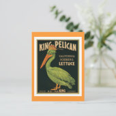King Pelican  Label Briefkaart (Staand voorkant)