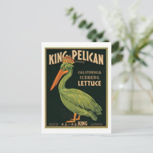 King Pelican Lettuce  Crate Label Briefkaart (Staand voorkant)