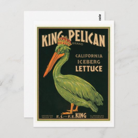 King Pelican Lettuce Crate Label Briefkaart (Voorkant / Achterkant)