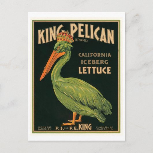 King Pelican Lettuce  Crate Label Briefkaart (Voorkant)