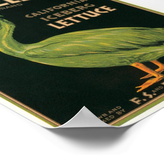 King Pelican Lettuce  Crate Label Poster (Hoek)
