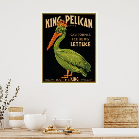 King Pelican Lettuce Poster (Keuken)