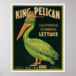 King Pelican Lettuce Vegetable Label Poster