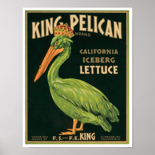 King Pelican Lettuce  Vegetable Label Poster (Voorkant)