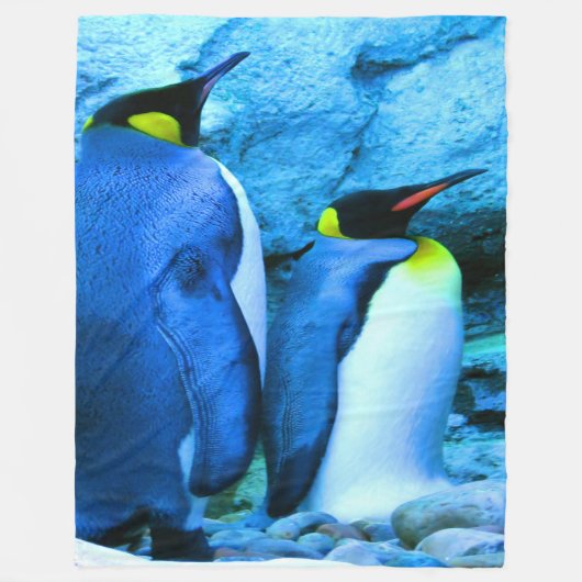 King Penguin Couple Fleece Deken (Voorkant)