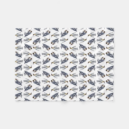 King Penguin Frenzy Fleece Blanket (kies kleur) (Voorkant (Horizontaal))