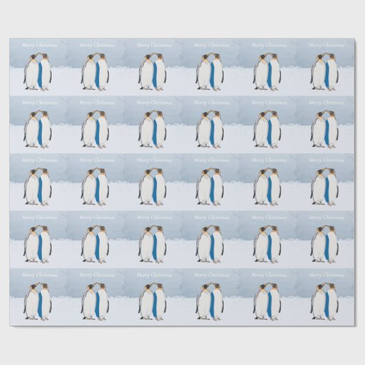 King Penguin Pair die Kerstmis kust Cadeaupapier (Vlak)