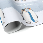 King Penguin Pair die Kerstmis kust Cadeaupapier (Rol Hoek)