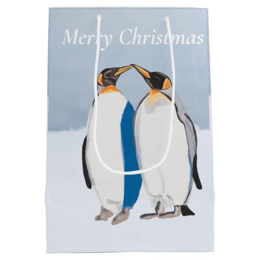 King Penguin Pair die Kerstmis kust Medium Cadeauzakje (Achterkant)
