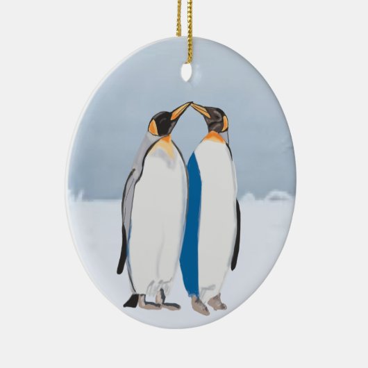 King Penguin Pair Kissus Keramisch Ornament (Rechts)