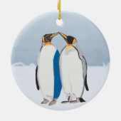 King Penguin Pair Kissus Keramisch Ornament (Achterkant)
