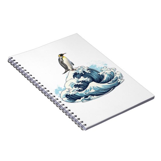 King Penquin surfen golven Notitieboek (Rechterzijde)