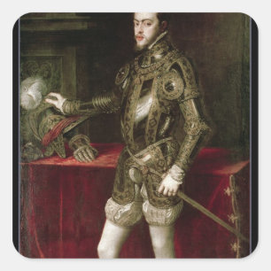 King Philip II 1550 Vierkante Sticker
