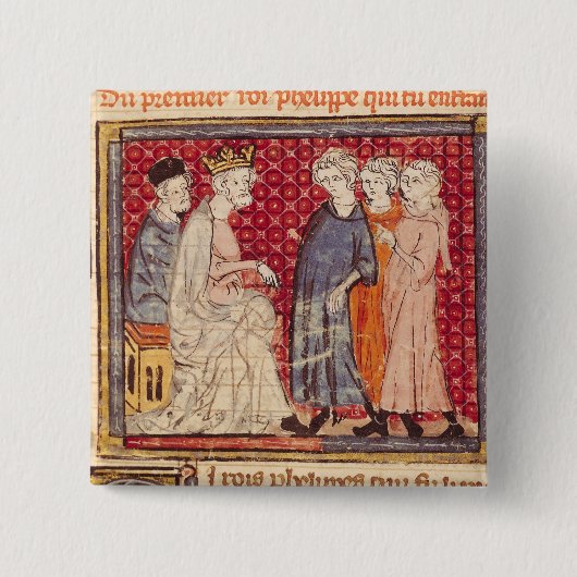 King Philippe I, Grandes Chroniques de France Vierkante Button 5,1 Cm (Voorkant)