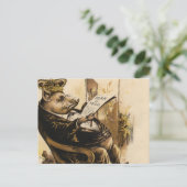 King Pig leest zijn krant Briefkaart (Staand voorkant)