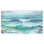 King Pillow Hoesjes Ocean Waves Beach Waterverf Kussensloop (Voorkant-Links)