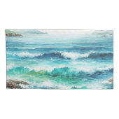 King Pillow Hoesjes Ocean Waves Beach Waterverf Kussensloop (Achterkant-Rechts)