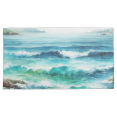 King Pillow Hoesjes Ocean Waves Beach Waterverf Kussensloop (Voorkant-Rechts)