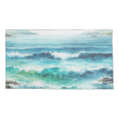 King Pillow Hoesjes Ocean Waves Beach Waterverf Kussensloop (Achterkant-Links)