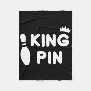 King Pin Bowling Funny Cute Couples Bowler League Fleece Deken