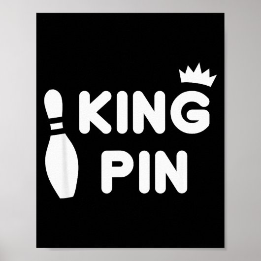 King Pin Bowling Grappige Schattige Koppels Bowler Poster (Voorkant)