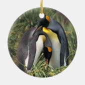 King pinguins Lovers Keramisch Ornament (Achterkant)