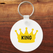 King - Plain Modern Gold White Color Graphic Sleutelhanger (Voorkant)