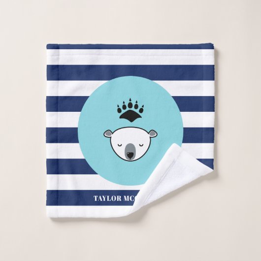 King Polar Beer & Stripes - Aangepaste naam Bad Handdoek (Wasdoekje)