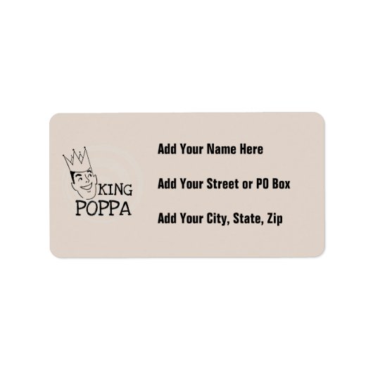 King Poppa T-shirts en geschenken Etiket (Voorkant)