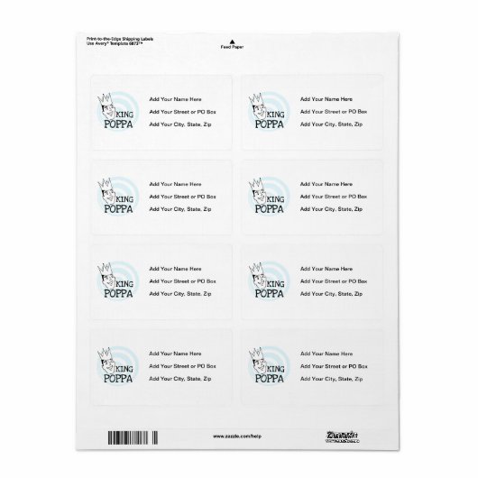 King Poppa T-shirts en geschenken Etiket (Full Sheet)