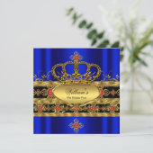 King Prince Royal Blue Red Crown Birthday 2 Kaart (Staand voorkant)