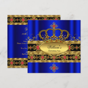 King Prince Royal Blue Red Crown Birthday 2 Kaart