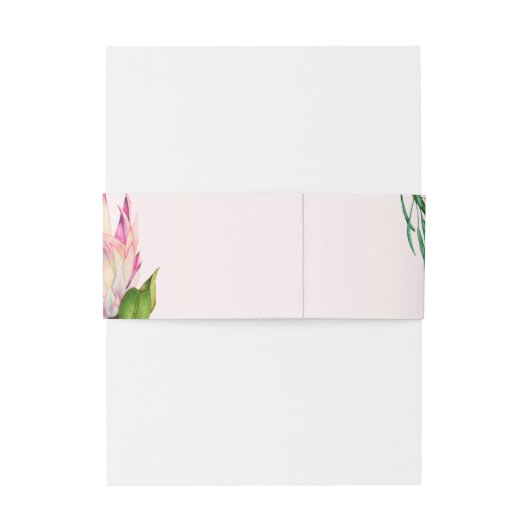 King Protea Blush Pink Wedding Uitnodigingen Wikkel (Achterkant Voorbeeld)