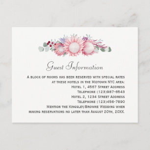 King Protea Botanische bruiloft Gastinformatie Briefkaart