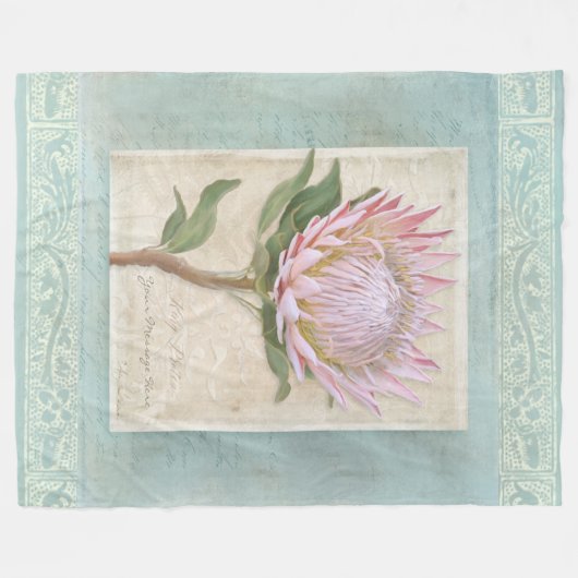 King Protea Floral Elegant Moderne  Chic Fleece Deken (Voorkant (Horizontaal))