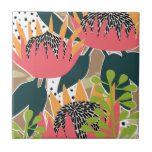 King Protea I Tegeltje<br><div class="desc">King Protea I van Melissa Wang. Voor het creëer van deze abstracte bloemkunst worden vette geometrische vormen en levendige kleuren gebruikt. | 159042Z</div>